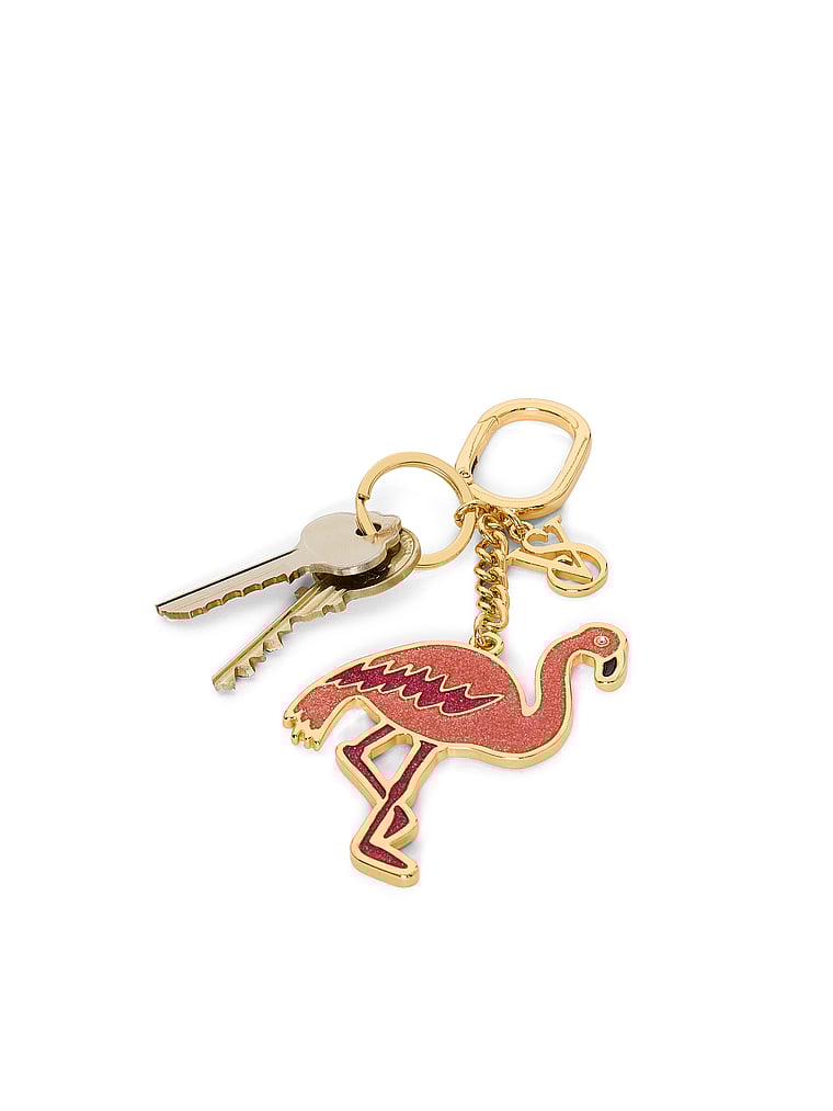 Victoria's Secret, Victoria's Secret Dangle Hearts Bag Charm Keychain, Flamingo, onModelBack, 2 of 2