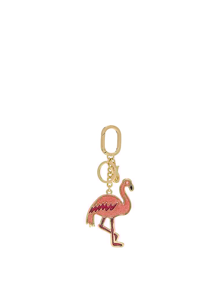 Victoria's Secret, Victoria's Secret Dangle Hearts Bag Charm Keychain, Flamingo, onModelFront, 1 of 2