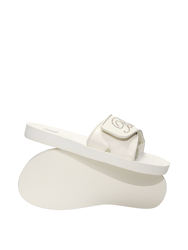 Victoria's Secret, Victoria's Secret Bridal Slide Sandals, White/Ivory, offModelBack, 2 of 2