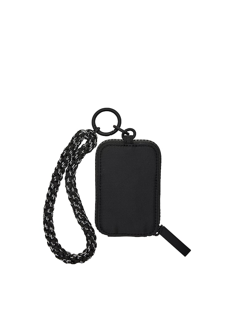Victoria's Secret, Victoria's Secret VSX Wristlet Strap Keychain Pouch, Black, detail, 3 of 3