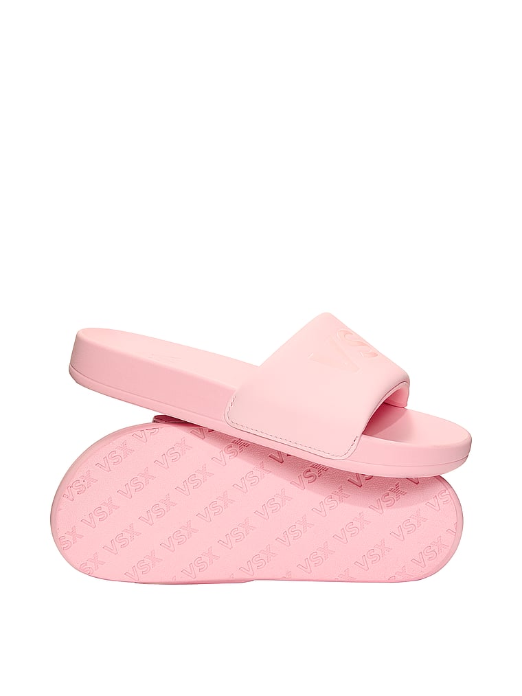 Victoria's Secret, Victoria's Secret VSX Slide Sandals, Pink, onModelFront, 1 of 2