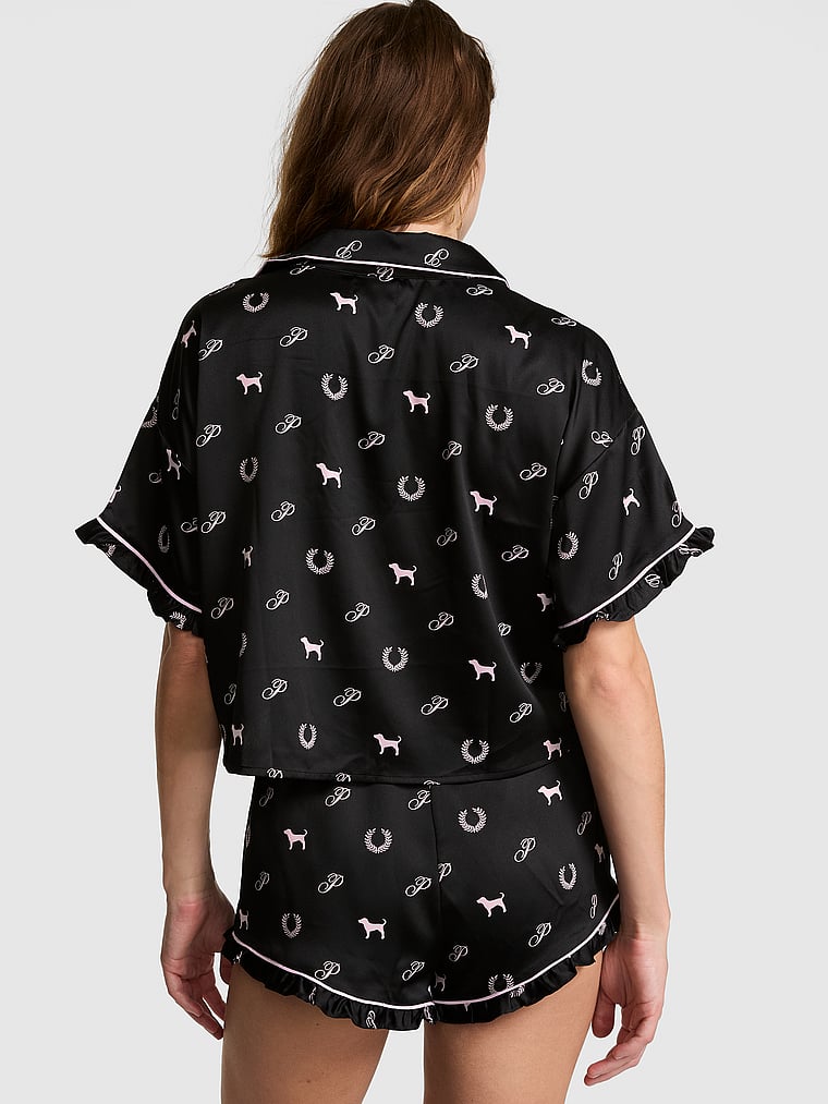 GRWPINK™ Satin Short-Sleeve and Shorts Pajama Set