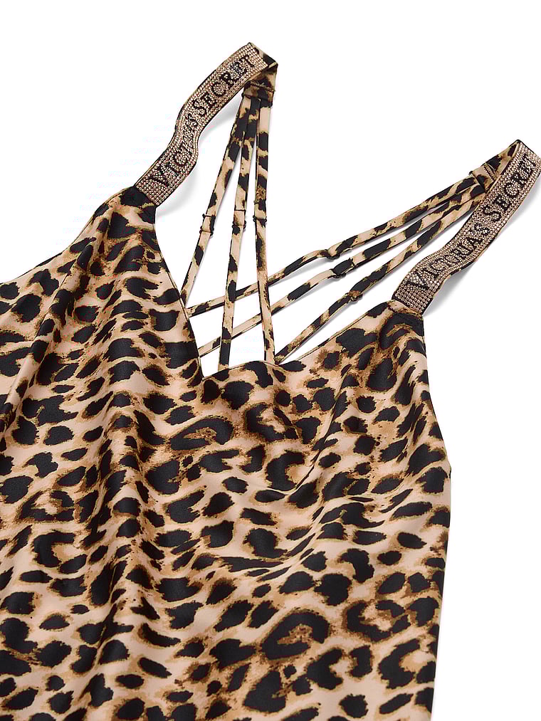 Victoria's Secret, Very Sexy Shine Strap Satin Slip, Leopard, detail, 4 of 4