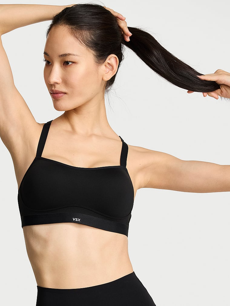 Victoria's Secret, VSX VSX Angel™ Sports Bra, Black, onModelFront, 1 of 5