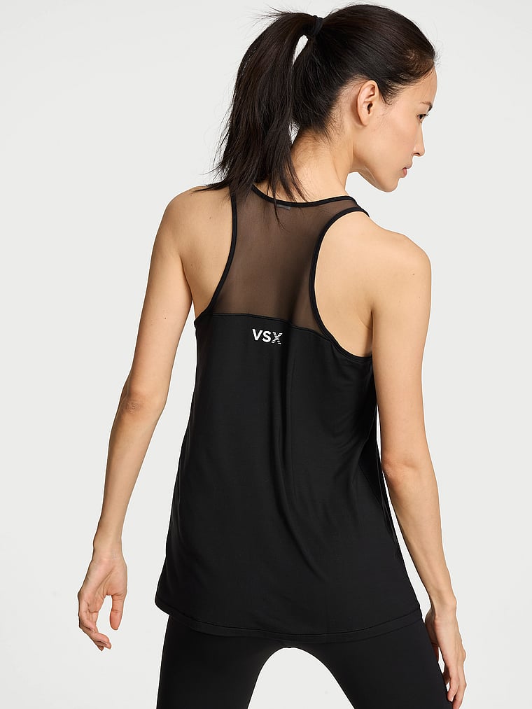 Victoria's Secret, VSX VSX Drapey Knit Tank Top, Black, onModelBack, 2 of 3