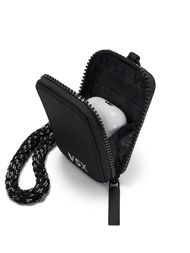 Victoria's Secret, Victoria's Secret VSX Wristlet Strap Keychain Pouch, Black, onModelBack, 2 of 3