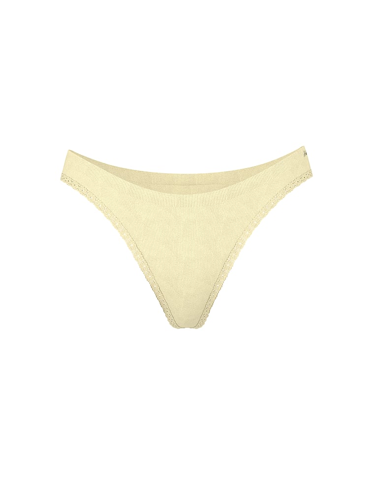 PINK Seamless High-Leg Thong Panty, Palest Yellow, offModelFront, 3 of 3