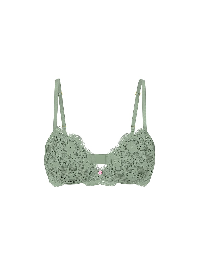 Victoria's Secret, Dream Angels Wisteria Embroidery Push-Up Bra, Sweet Spearmint, offModelFront, 4 of 4