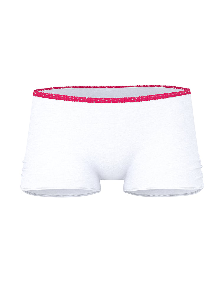 PINK Cotton Dorm Boyshort Panty, White "Sweeter Without You", offModelFront, 3 of 3