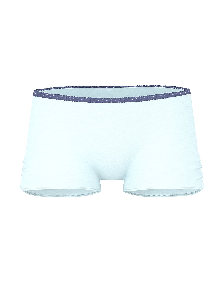 PINK Cotton Dorm Boyshort Panty, Spray Blue with In Your Dreams Butt Graphic, offModelFront, 3 of 3