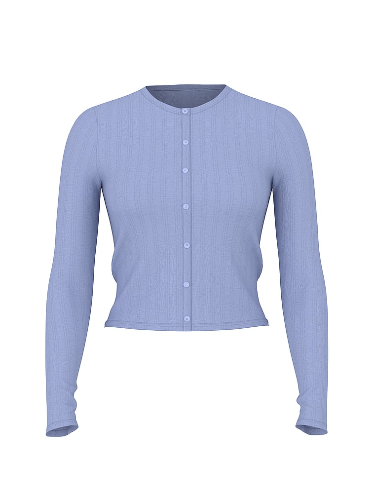 Victoria's Secret, Victoria's Secret SoSoft™ Modal Ultra-Fine Cardigan, Light Lavender, offModelFront, 3 of 4