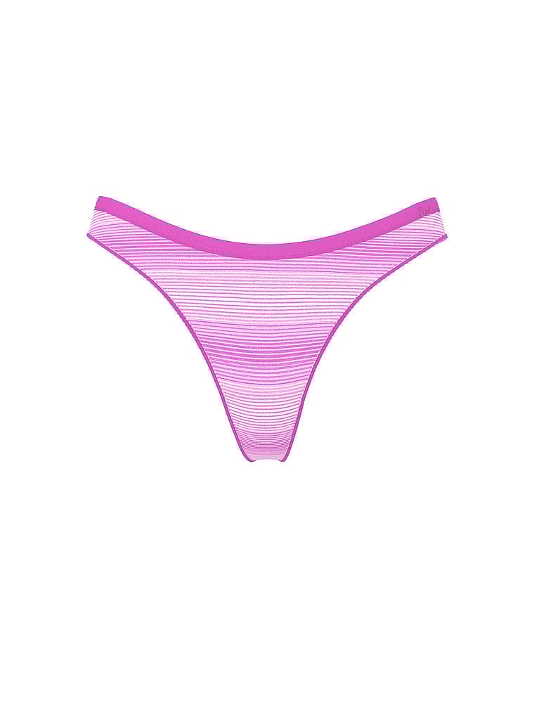 PINK Seamless High-Leg Thong Panty, Pink Lollipop Ombre Stripe Print, offModelFront, 3 of 3