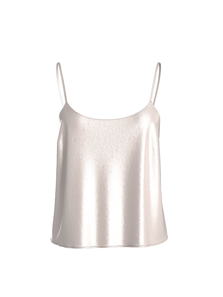 Victoria's Secret, Victoria's Secret Satin Cami Top, Coconut White, offModelFront, 3 of 3