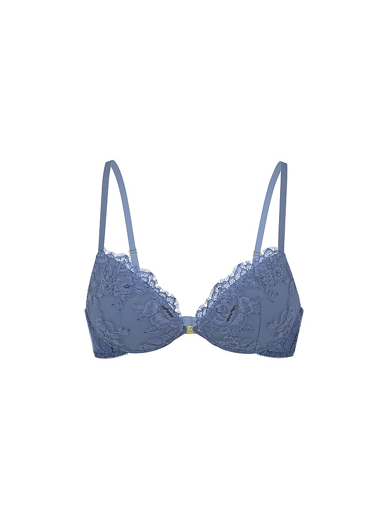 Victoria's Secret, Very Sexy Bombshell Logo Shine Strap Add-2-Cups Push-Up Bra, Denim Blue, offModelFront, 3 of 3