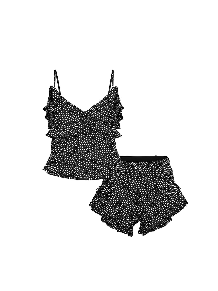 Chiffon Polka Dot Flutter Cami Set