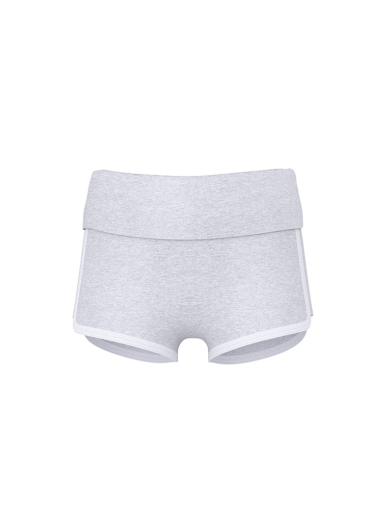 PINK Campus Fleece™ Foldover Shorts, Medium Heather Grey, offModelFront, 3 of 3