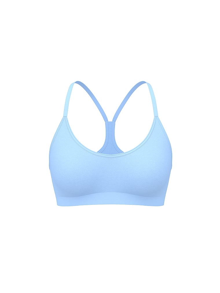 PINK All-Day Cotton™ Low-Scoop Racerback Bra, Blue Dancer, offModelFront, 3 of 3
