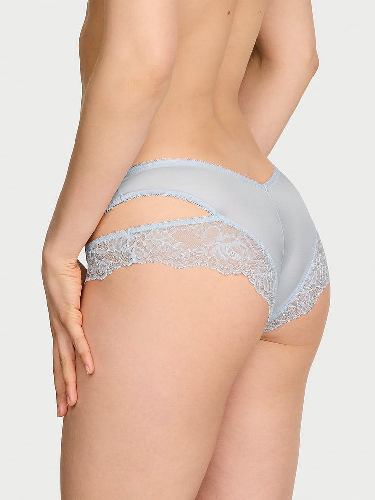 Victoria's Secret, Very Sexy Strappy-Back High-Leg Cheeky Panty, Linen Blue, onModelBack, 2 of 3 Lotta is 5'10" or 178cm and wears Small