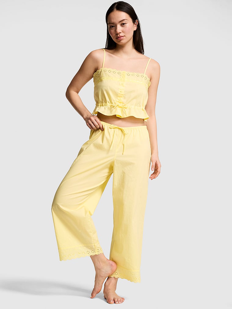 PINK by Frankies Bikinis Shira Poplin Bottom, Mellow Yellow, onModelSide, 3 of 4