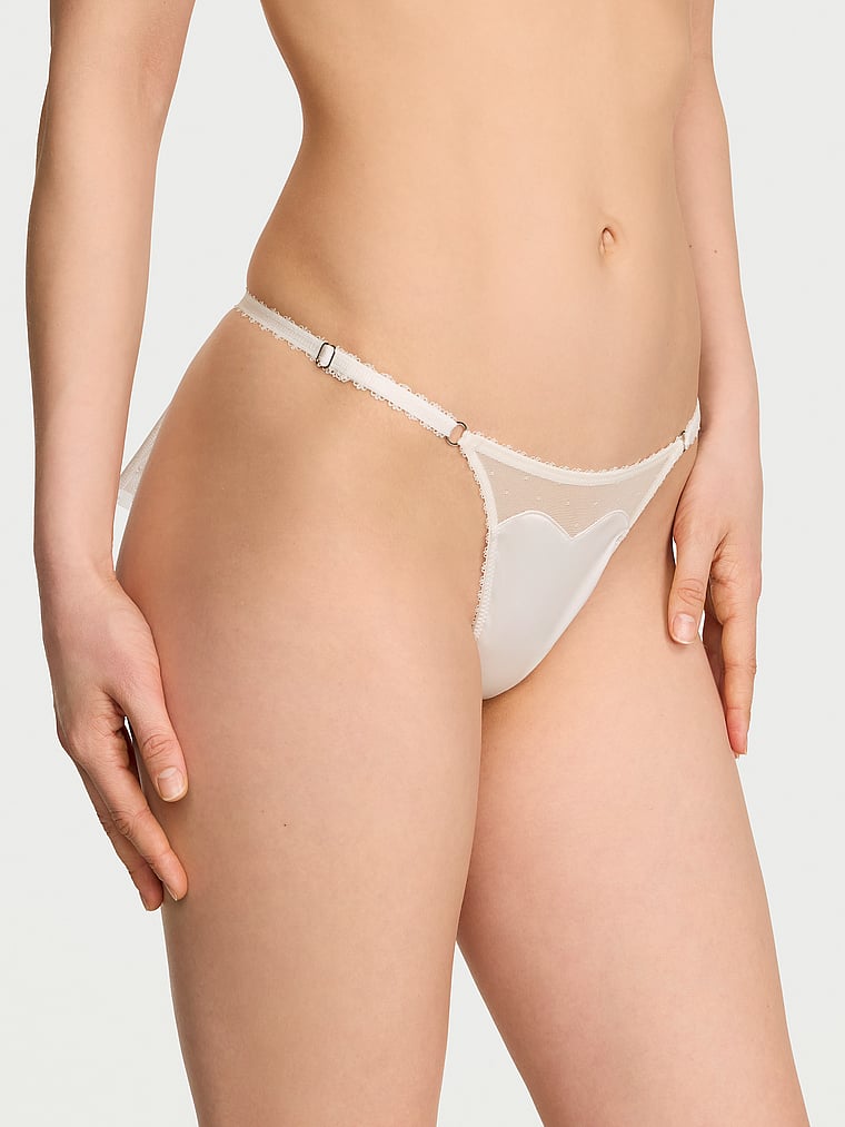 Victoria's Secret, Victoria's Secret Tease Bow Bridal V-String Panty, Coconut White, onModelFront, 2 of 3 Lotta is 5'10" and wears Small