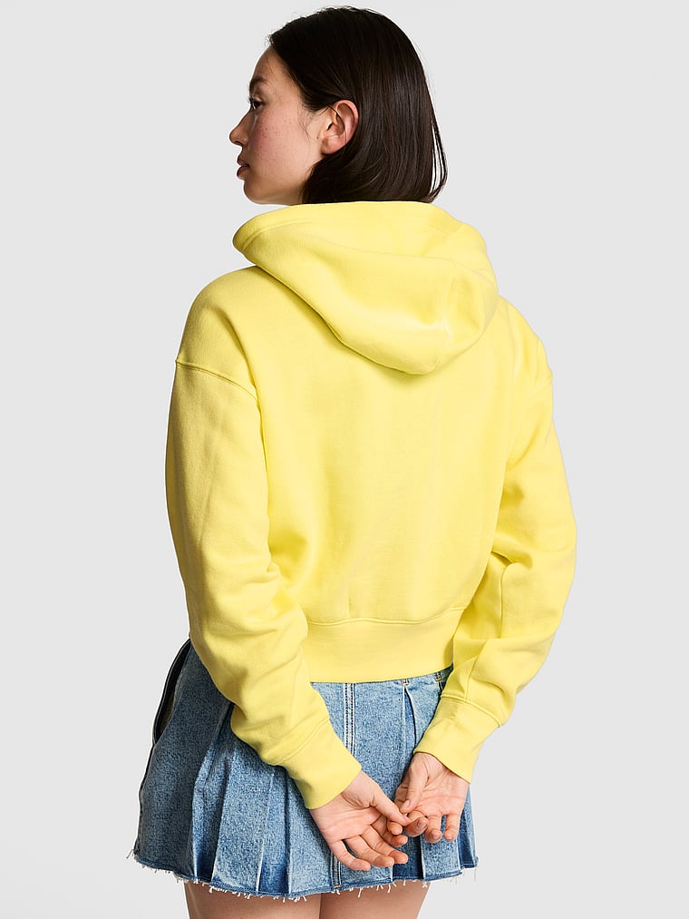 PINK Campus Fleece™ Shrunken Full-Zip Hoodie, Pineapple Ice, onModelBack, 2 of 4