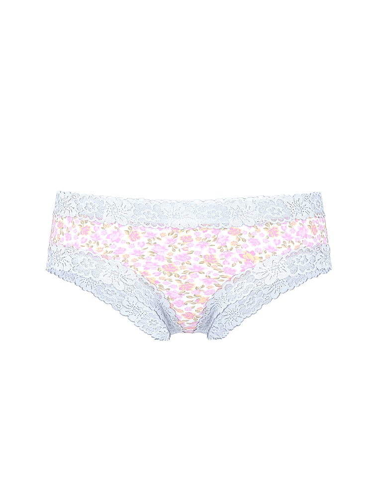 PINK PINK Wink™ Lace-Trim Cheeky Panty, Petite Lilac Floral, offModelFront, 3 of 3