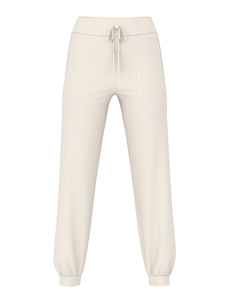 Victoria's Secret, Victoria's Secret Luxe Knit Jogger Pants, Soft Ivory, offModelFront, 4 of 4