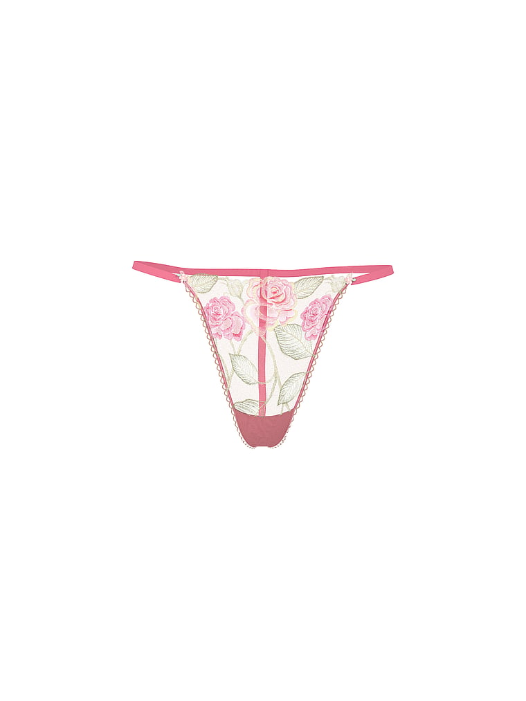 Victoria's Secret, Dream Angels Sweet Melody Embroidery V-String Panty, Melody Embroidery, offModelFront, 2 of 4