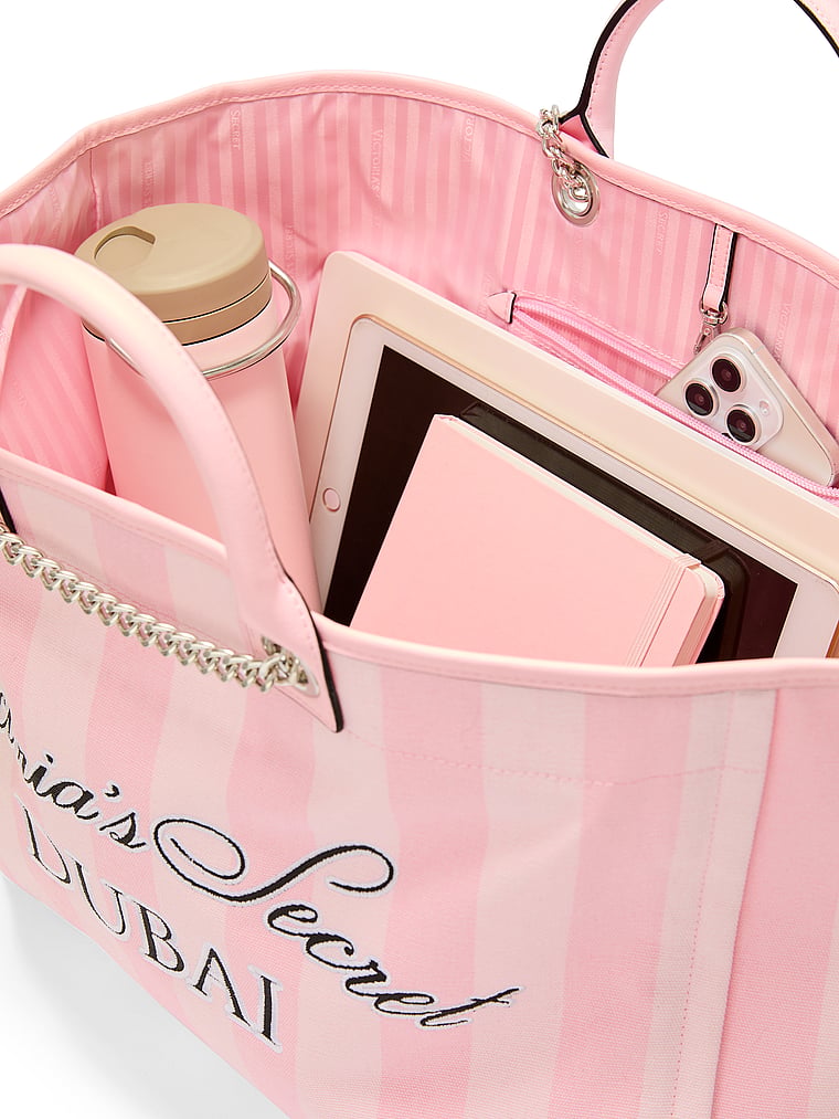 Victoria's Secret, Victoria's Secret City Exclusive Tote Bag, Heritage Stripe Dubai, offModelBack, 4 of 4