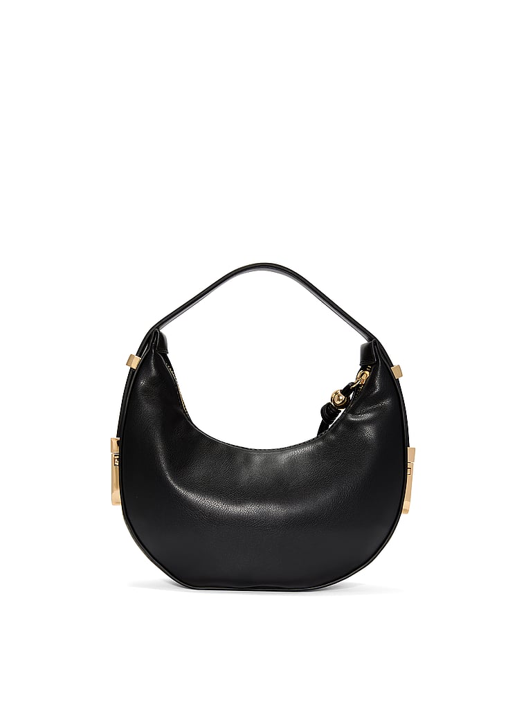 Victoria's Secret, Victoria's Secret Small Crescent Bag, Black, onModelSide, 3 of 5