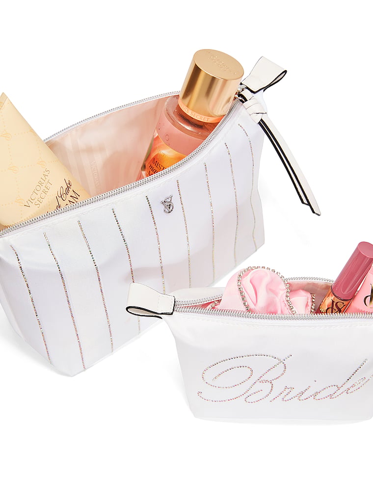 Victoria's Secret, Victoria's Secret 2-Piece Makeup Bag Set, White/Ivory, onModelBack, 2 of 3