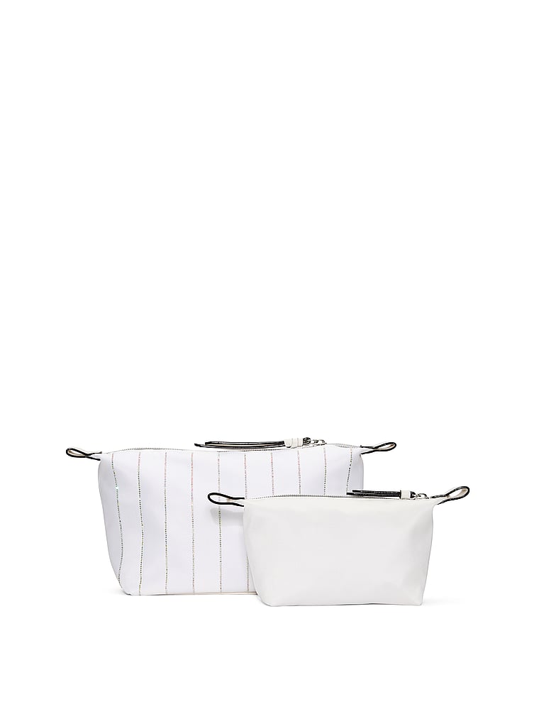 Victoria's Secret, Victoria's Secret 2-Piece Makeup Bag Set, White/Ivory, detail, 3 of 3