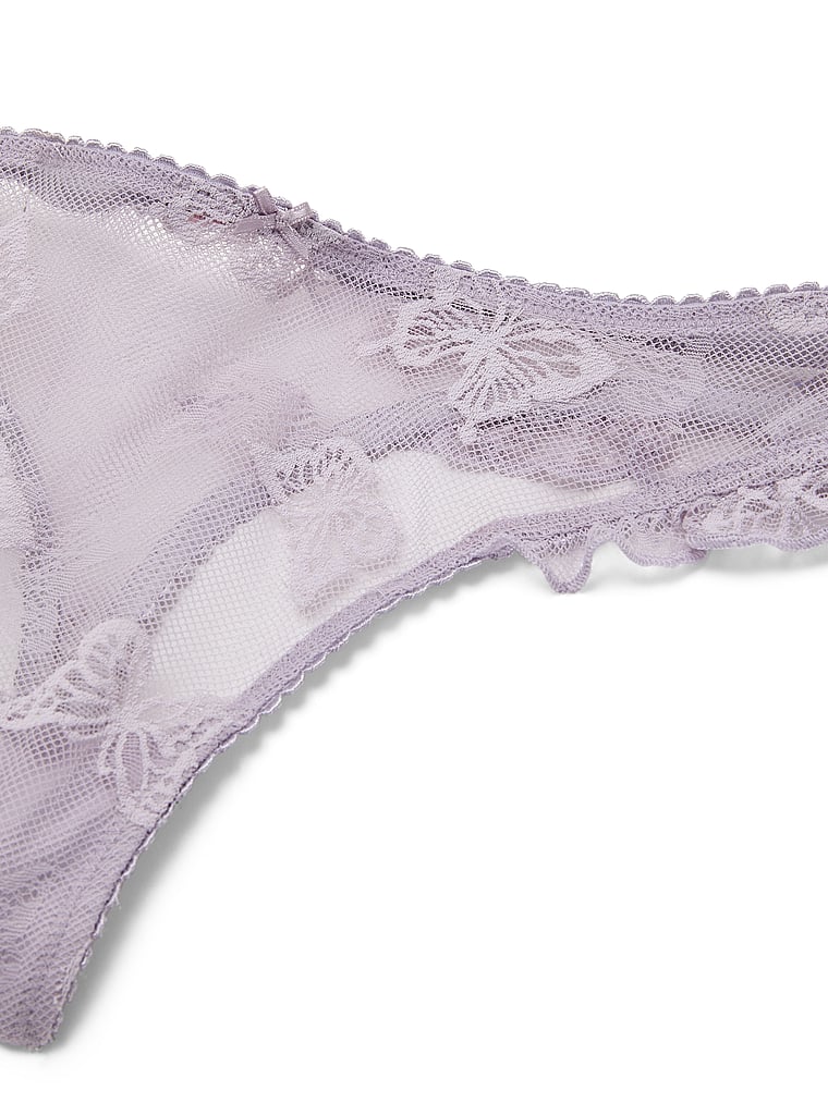 Victoria's Secret, The Lacie Lace Thong Panty, Purple, detail, 5 of 5