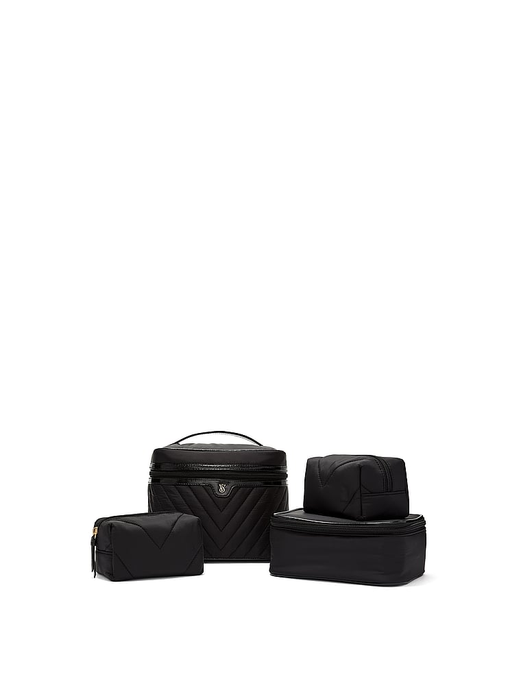 Victoria's Secret, Victoria's Secret 4-Piece Makeup Bag Set, Black, detail, 3 of 3