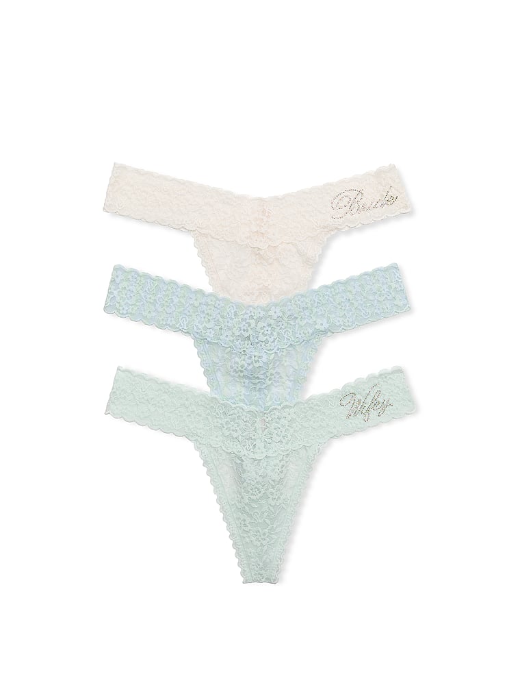 Victoria's Secret, Victoria's Secret 5-Pack Lacie Ultra-Mini Scoop Thong Panties, Multi, offModelFront, 1 of 1