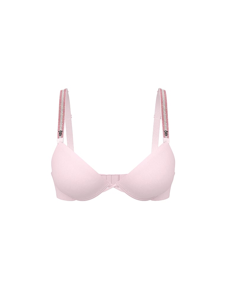 Victoria's Secret, Very Sexy Bombshell Logo Shine Strap Add-2-Cups Push-Up Bra, Pretty Blossom, offModelFront, 4 of 4