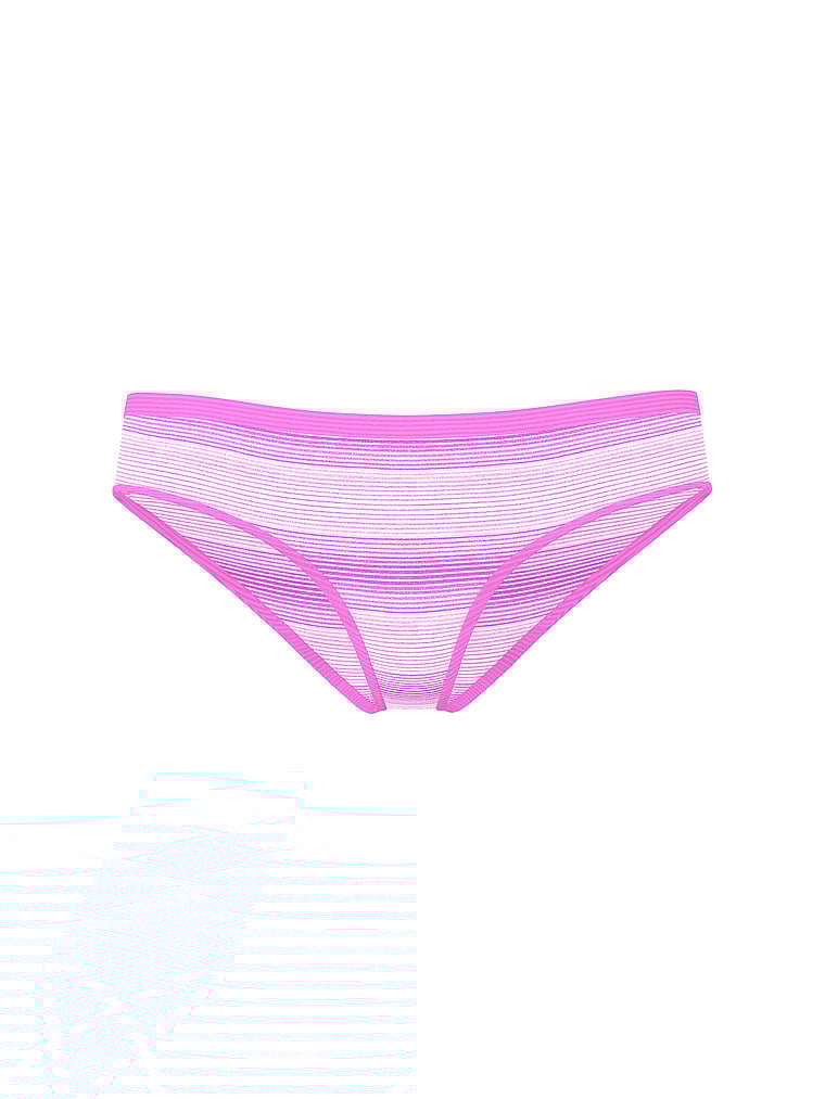 PINK Seamless Bikini Panty, Pink Lollipop Ombre Stripe Print, offModelFront, 3 of 3