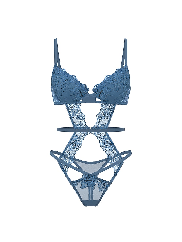 Denim Rose Lace Lightly Lined Strappy Teddy