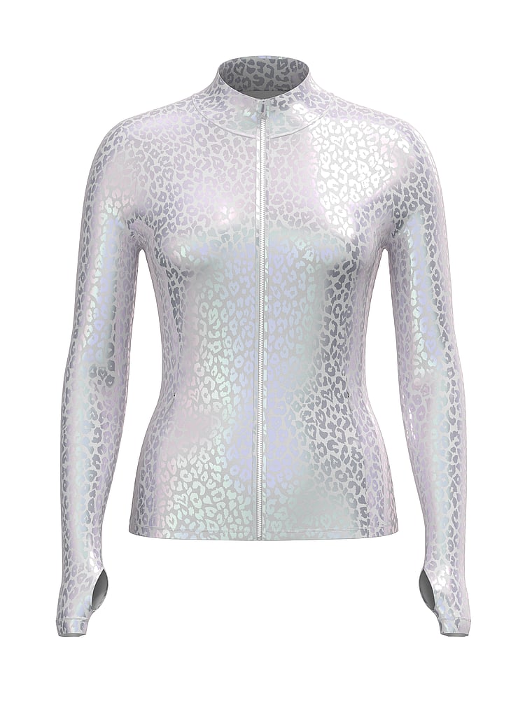 PINK Relay Full-Zip Hoodie, Dusty Lilac Leo Foil, offModelFront, 3 of 3