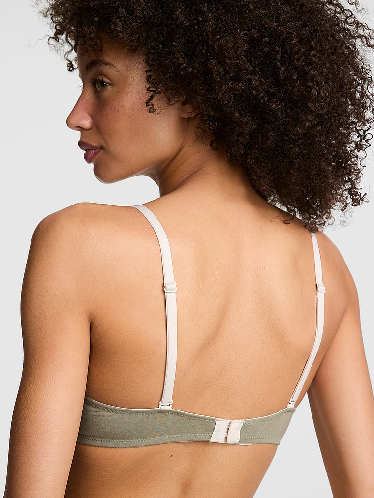 PINK Wear Everywhere Wear Everywhere™ Lightly Lined Wireless Bra, Slate Green, onModelBack, 2 of 3 Drew is 5'9" or 175cm and wears 32C or Small
