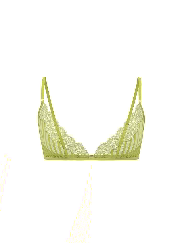 Victoria's Secret, Victoria's Secret Tease Sheer Stripe Triangle Bralette, Gecko Yellow, offModelFront, 3 of 3