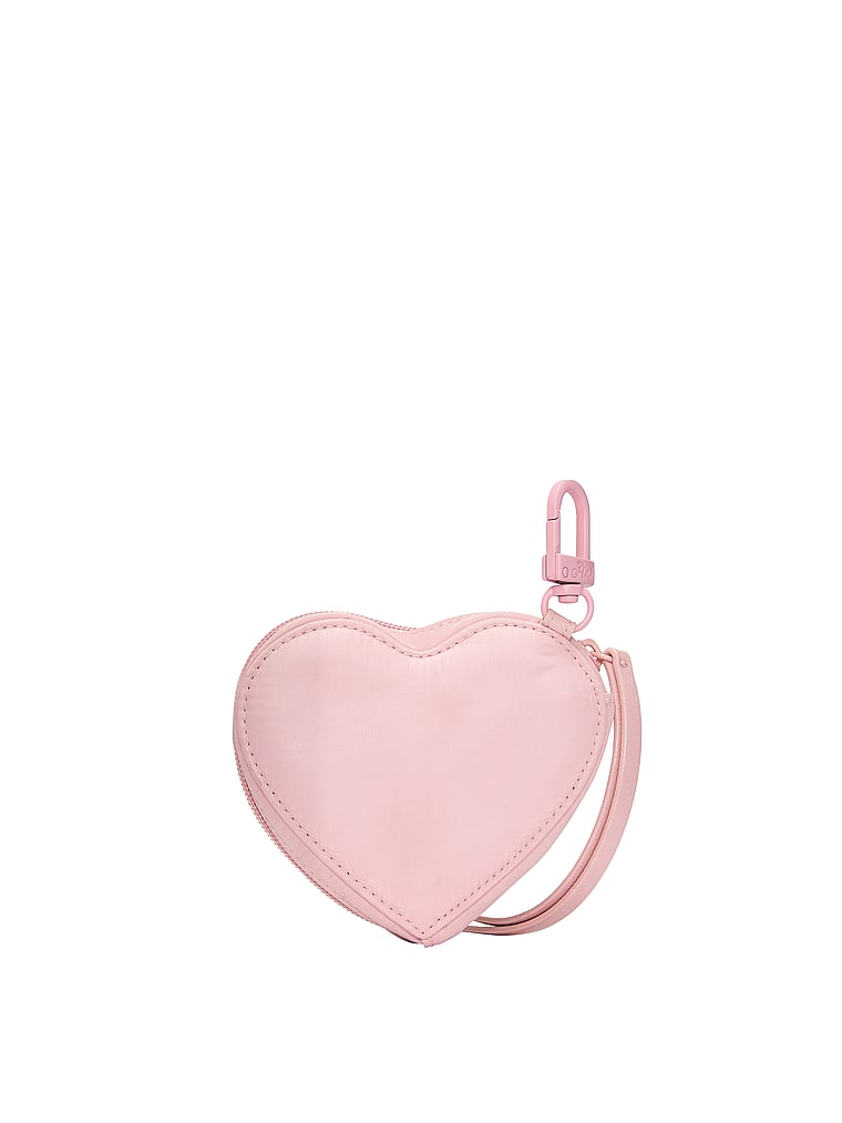 PINK Heart Pouch Keychain Charm, Dollhouse & Black Script, onModelBack, 2 of 3