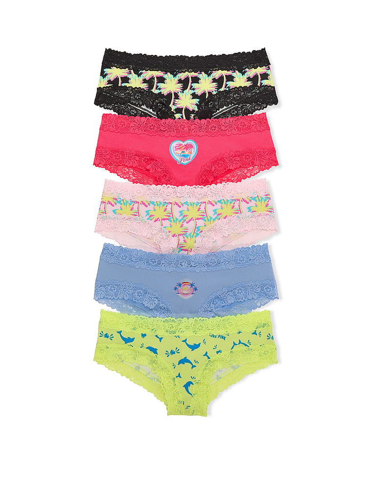 5-Pack PINK Wink™ Lace Mixed Cheeky Panties