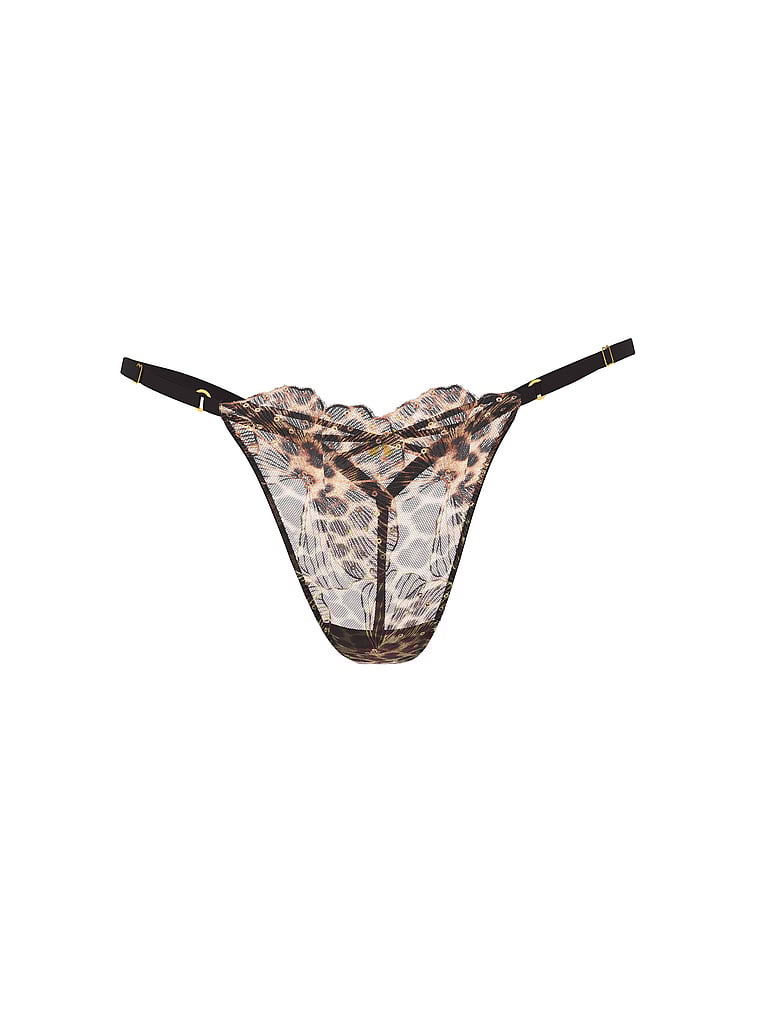 Geo Leo Embroidery Adjustable V-String Panty