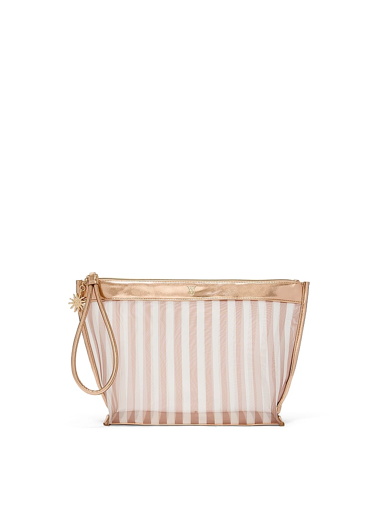 Victoria's Secret, Victoria's Secret Bronze Wristlet Beauty Pouch, Multicolored, onModelFront, 1 of 2