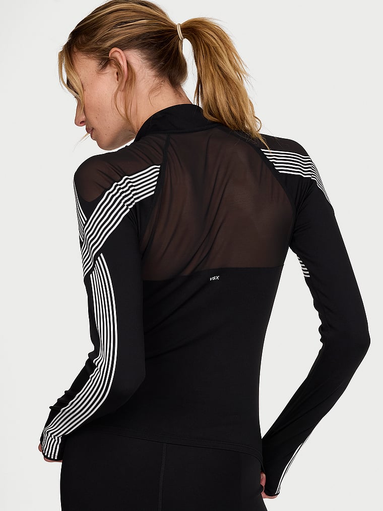 Victoria's Secret, VSX VSX Elevate™ Refined Contours Full-Zip Jacket, Black, offModelBack, 5 of 5