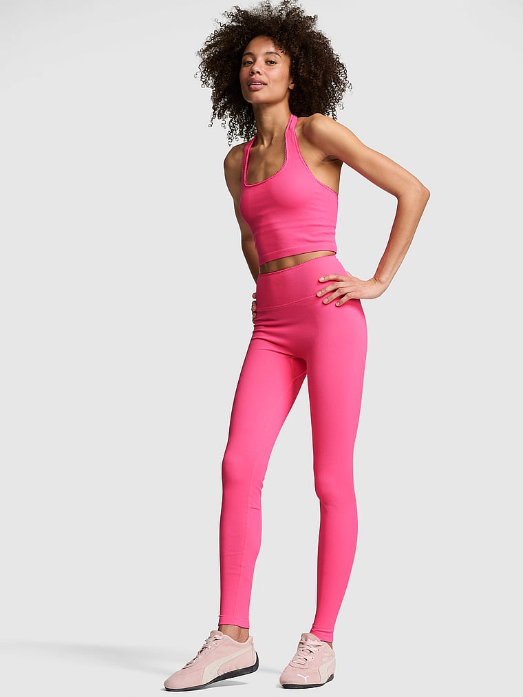 PINK AnyWear Leggings, Fall For Me Pink, onModelFront, 1 of 3 Drew is 5'9" or 175cm and wears Small