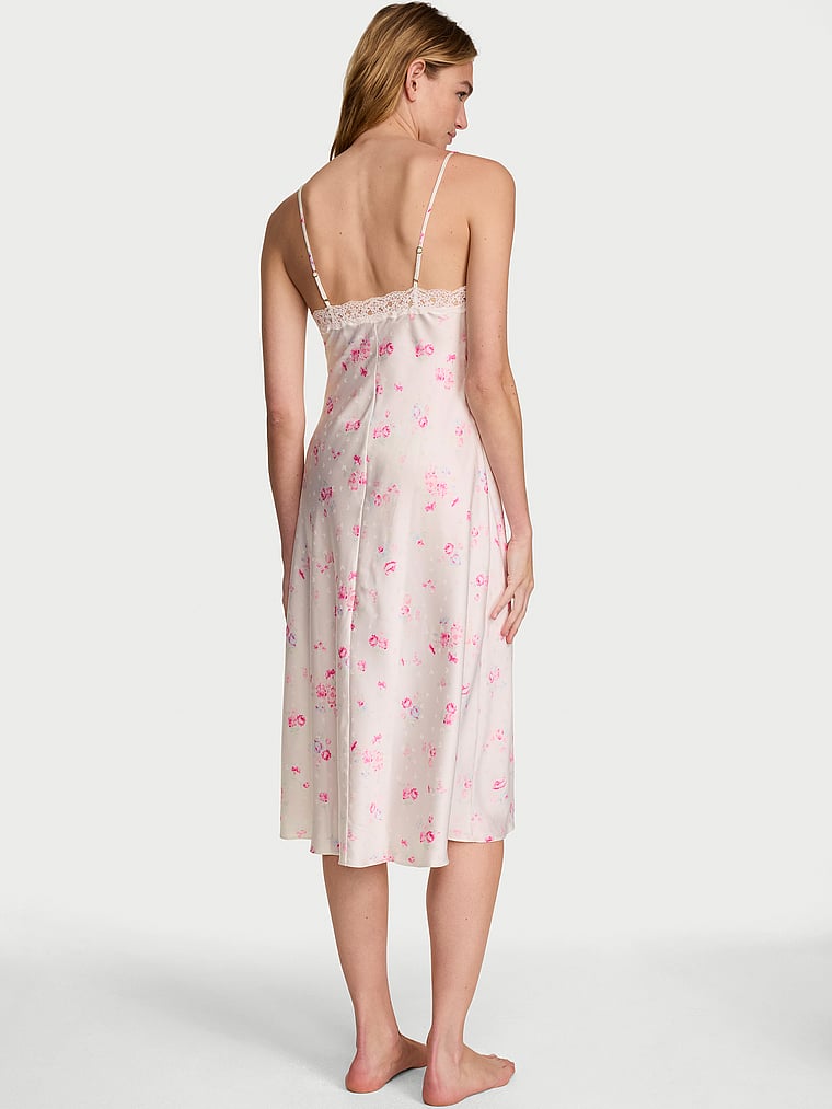 Victoria's Secret, Dream Angels Butterflies Jacquard Midi Slip Dress, Pink Floral Butterflies, onModelBack, 2 of 3