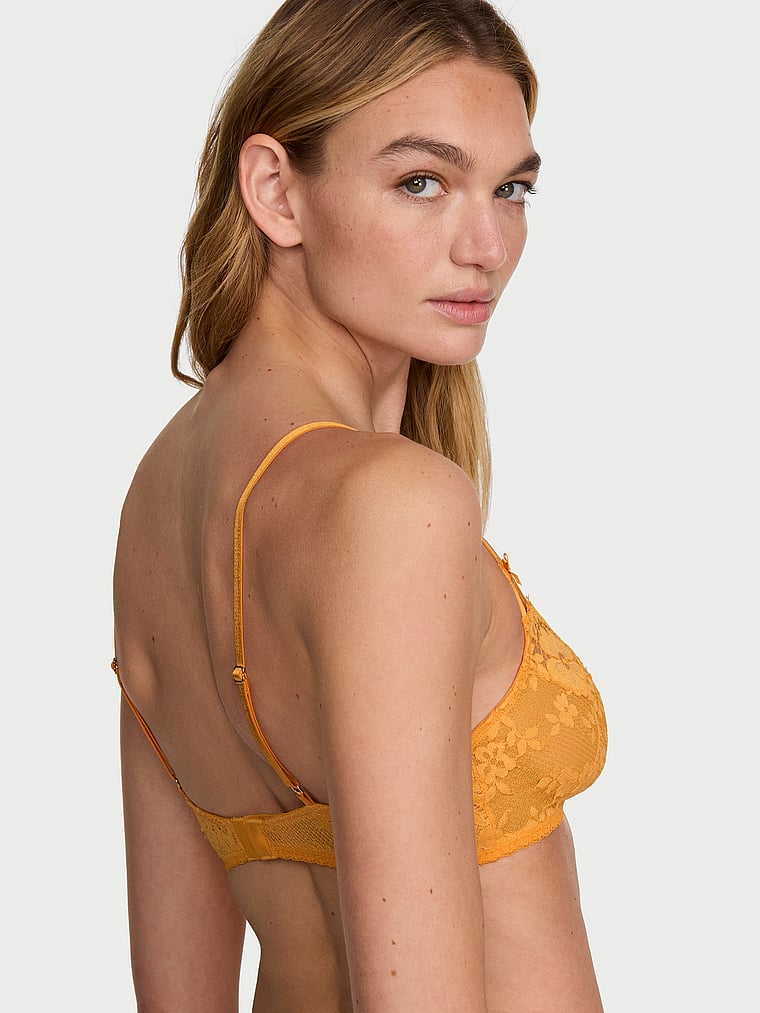 Victoria's Secret, Dream Angels Lace Unlined Bralette, Signal Yellow, onModelBack, 2 of 3