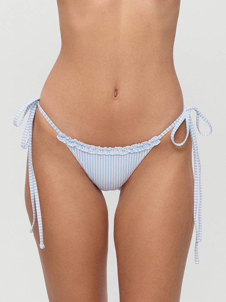 Victoria's Secret, Frankies Bikinis Mackenzie Ruffle Bikini Bottom, Saltwater Stripe, detail, 4 of 4